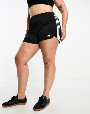 Adidas Originals Adidas Training Plus 3 Stripe Pacer Shorts In Black In Black