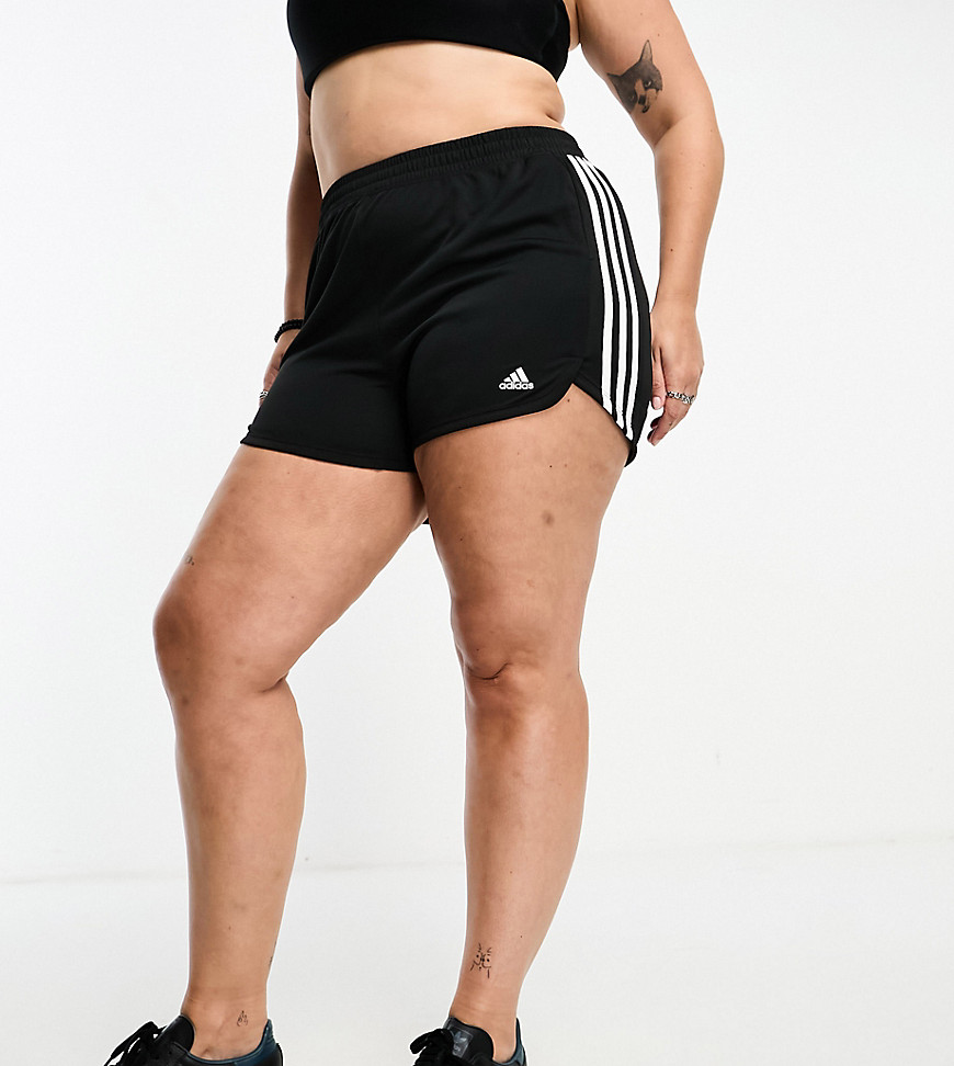 Shop Adidas Originals Adidas Training Plus 3 Stripe Pacer Shorts In Black