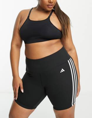 adidas Plus Training 3 stripe leggings in black