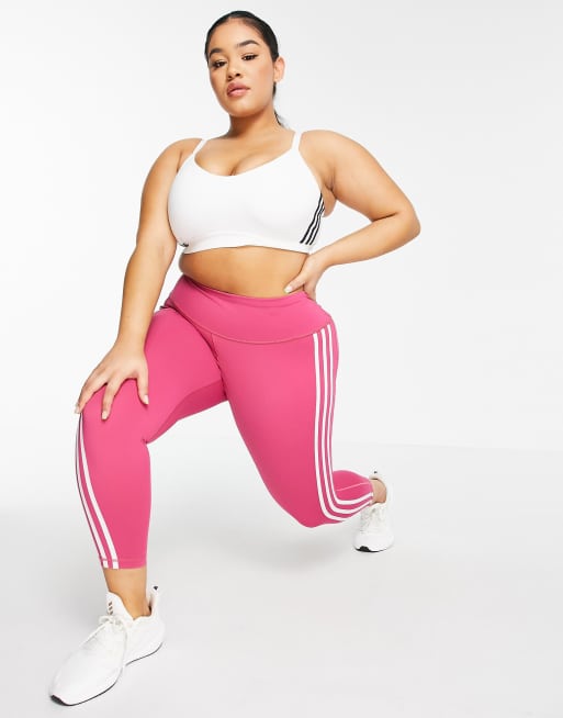 adidas Training Believe 3 stripe leggings in pink