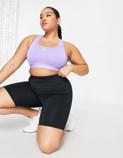 adidas Training Plus - Brassière de sport maintien intermédiaire avec logo sur la poitrine - Violet, 2 de 4