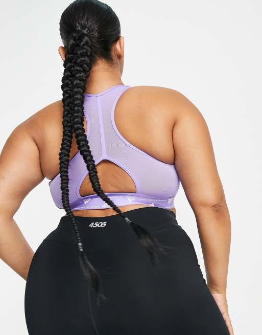 adidas Training Plus - Brassière de sport maintien intermédiaire avec logo sur la poitrine - Violet, 3 de 4