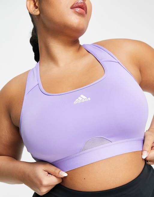 adidas Training Plus - Brassière de sport maintien intermédiaire avec logo sur la poitrine - Violet, 4 de 4