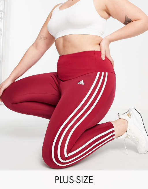 adidas Training Plus Essential Leggings cropped bordeaux con 3 strisce