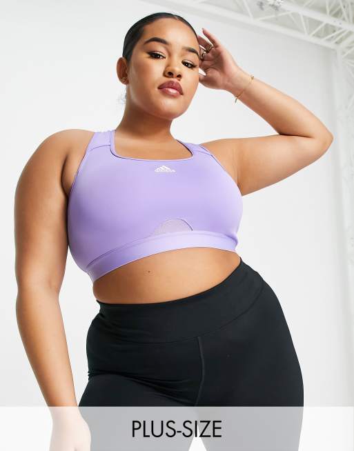 adidas Training Plus – Fioletowy biustonosz sportowy z logo zapewniający średnie wsparcie