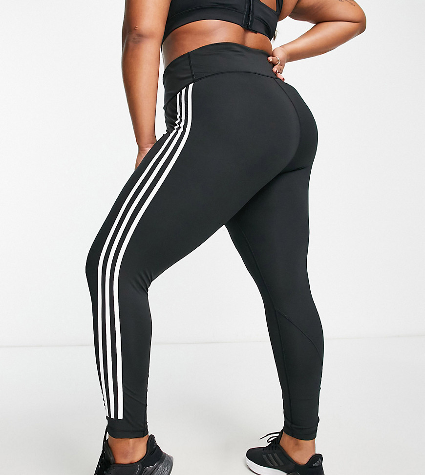 Adidas Training Plus Future Icons wrapped stripe leggings in black