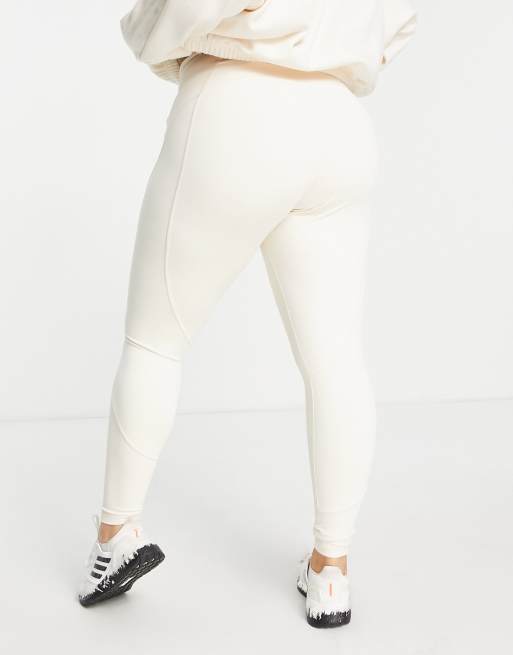 adidas Training Plus - Hyperglam - Ribstrikkede højtaljede leggings i creme, 2 af 4