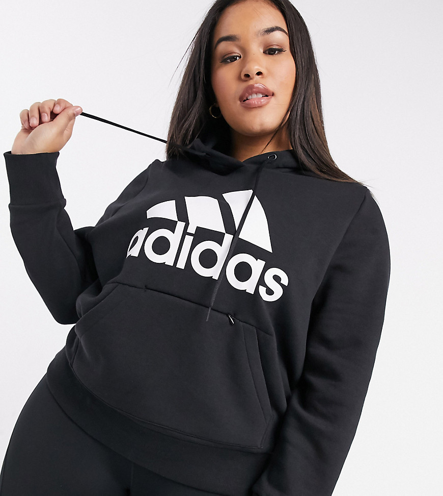 Adidas Training plus logo hoodie in black