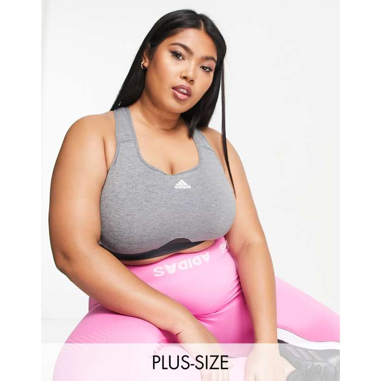 adidas Training Plus panelled mid-support sports bra in gray