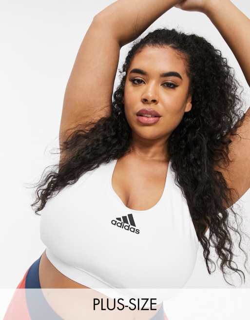 Plus Size Racer Back Sports Bra - White