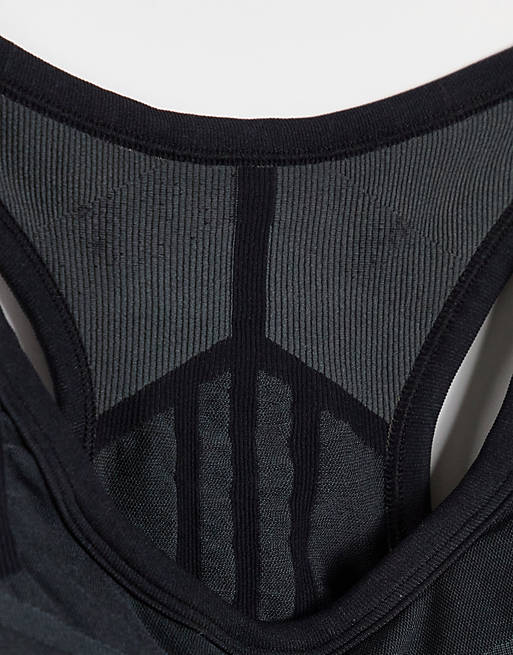 Sportswear adidas Training Plus Sculpt sports light support sports bra with seam detail in black 