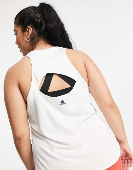adidas Training Plus – Tanktop in Weiß mit 3-Balken-Logo, 2 von 4