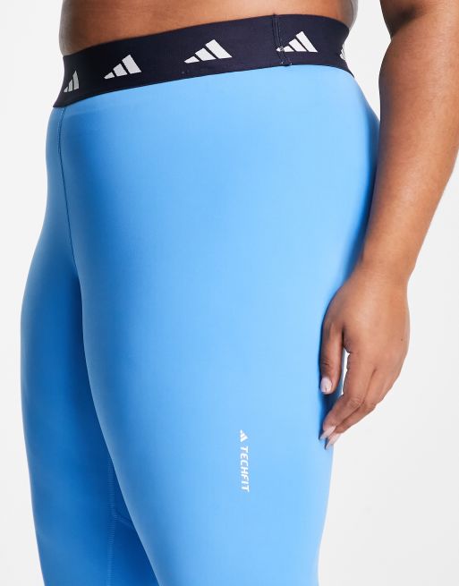 adidas Training Plus Techfit plus 7/8 leggings in blue