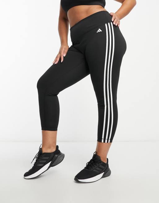 adidas Train Essentials 3-Stripes High-Waisted 7/8 Training Leggings -  Black