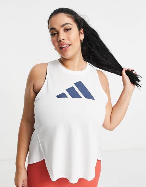 adidas Training Plus – Vitt sportlinne med logga och logga med 3 ränder, 3 av 4
