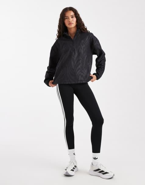 adidas Training polar fleece pullover in blackprint - view 1