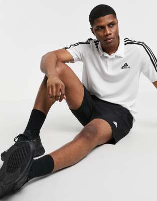 adidas Training – Polohemd mit 3 Streifen in Weiß