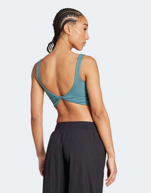 adidas Training - Power - Blågrøn tanktop-BH med let støtte og slidt look, 2 af 4