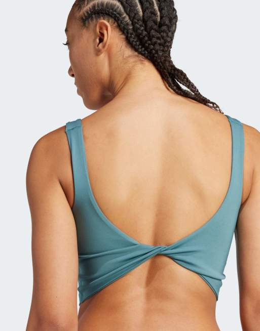 adidas Training - Power - Blågrøn tanktop-BH med let støtte og slidt look, 3 af 4
