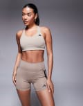 [adidas performance] adidas Training Power mid support sports bra in chalky brown M C-D Cup chalky brown
