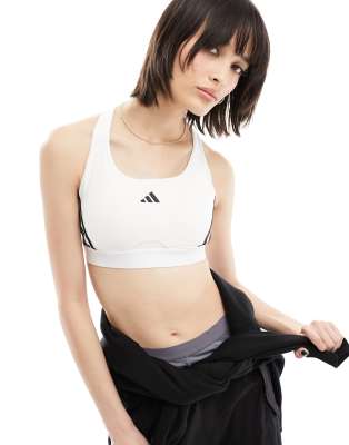 adidas Training - Power React - Reggiseno bianco a supporto medio