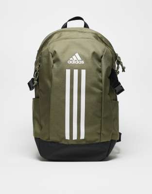adidas Training - Power - Rucksack in Stein mit drei reflektierenden Streifen-Grün