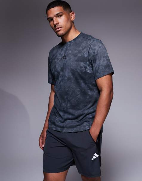 adidas Training Power t-shirt in graphic grey and black print - view 1