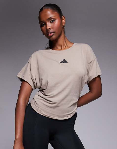 adidas Training - Power - T-shirt marrone gesso con incrocio sul retro - view 1