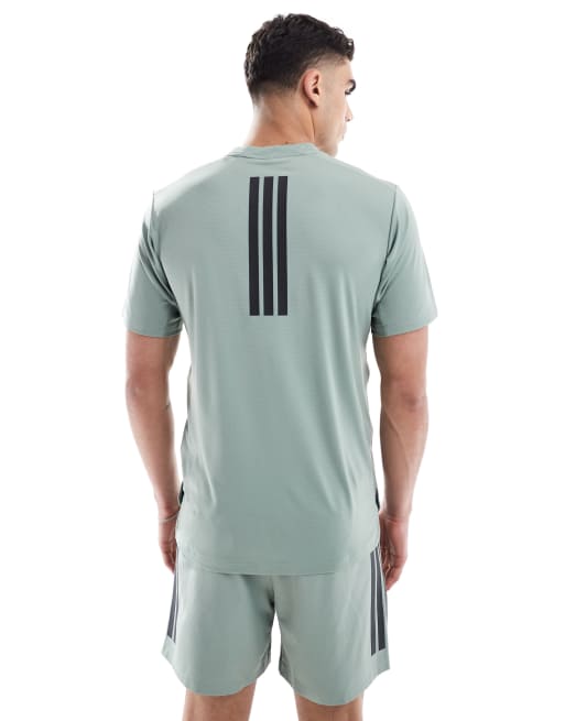 adidas - Training - Power - T-shirt met 3-Stripes in zilvergroen, 3 van 4