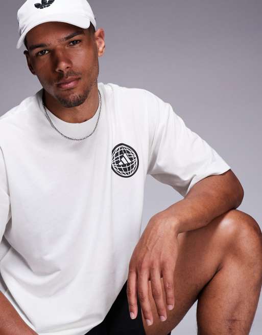adidas Training Power - T-shirt met wereldbolprint op de rug in wit, 3 van 4