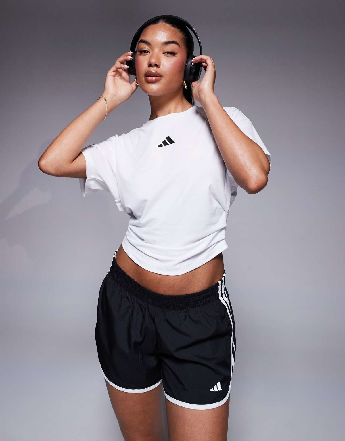 adidas Training Power twist back t-shirt in white
