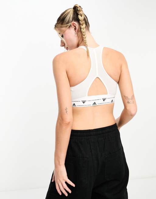 Ribbon Bra - White Leisure Bra, Womens Sports Bra