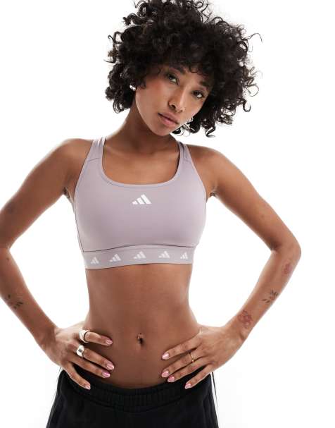 adidas Training PWR mid-support sports bra in lilac