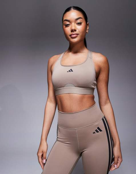 adidas Training - PWRCT - Brassière de sport maintien renforcé - Marron clair - view 1