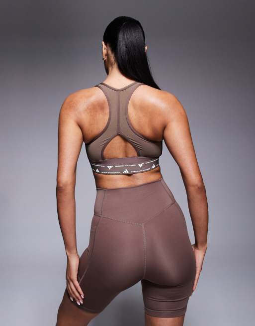 adidas Training - PWRCT - Brassière de sport maintien renforcé - Marron foncé, 4 de 4