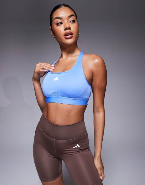 adidas Training PWRCT high support sports bra in blue - view 1