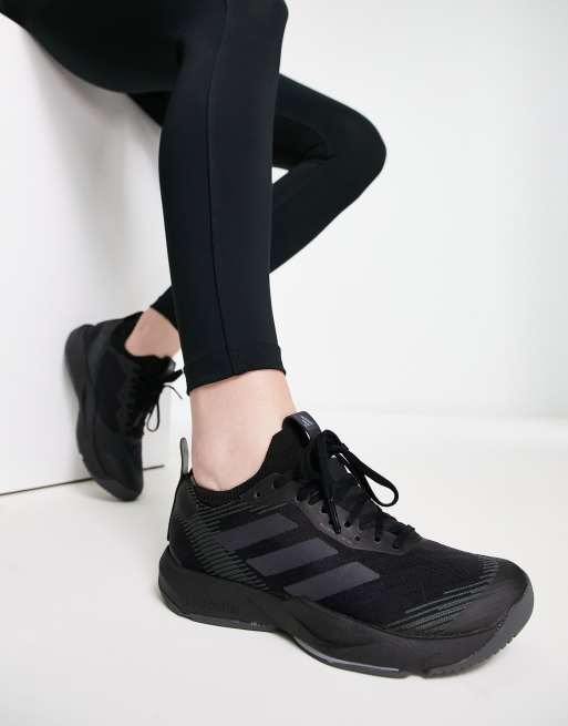 Black adidas training shoes online