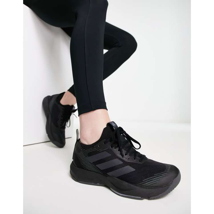 Adidas black sale training shoes