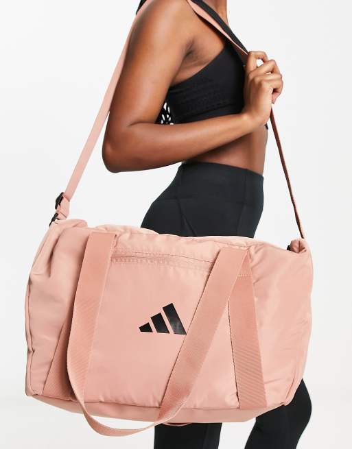 adidas Training – Rdzaworóżowa nylonowa torba typu tote z logo z 3 paskami