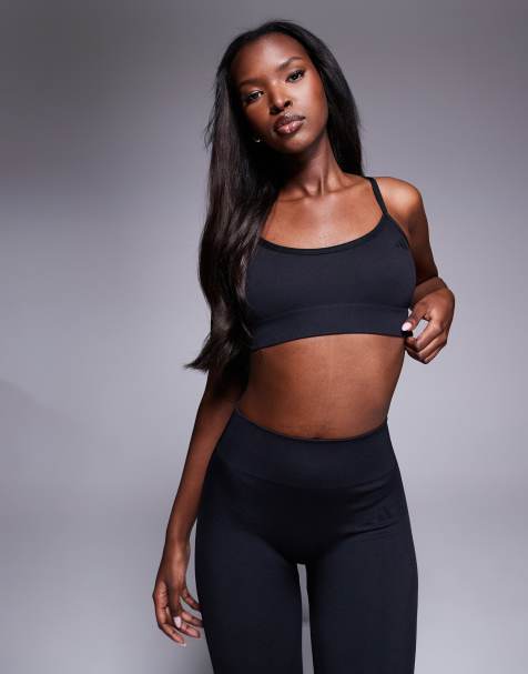 adidas Training - Reggiseno sportivo a sostegno leggero in maglia nero - view 1