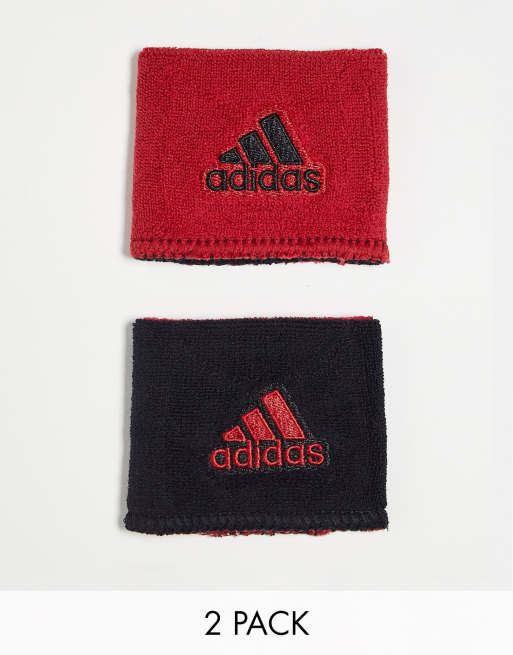 adidas Training reversible wristband in black and red 