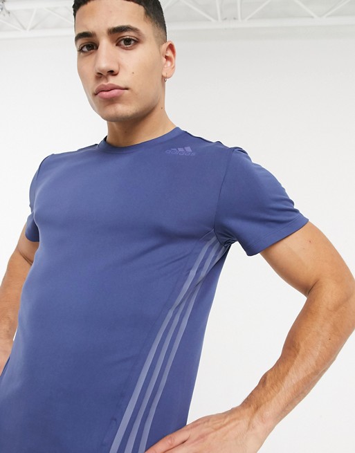 adidas Training ringer crew t-shirt in blue