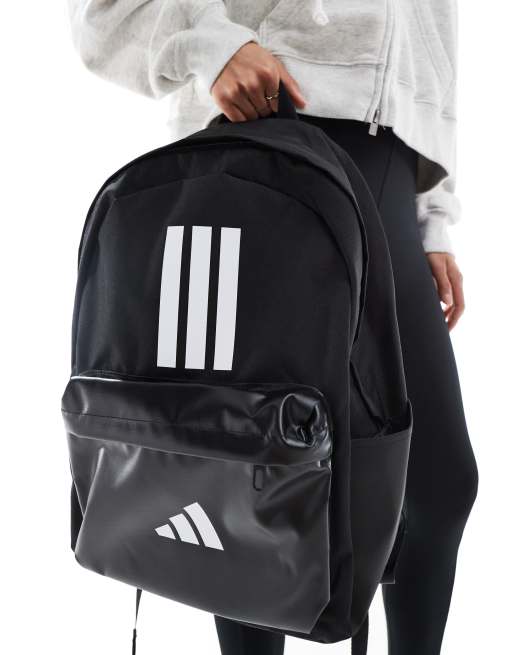 adidas Training – Rucksack in Schwarz mit 3 Streifen und Außenfach, 2 von 4
