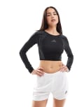[adidas performance] adidas Training seamless long sleeve top in black XS BLACK