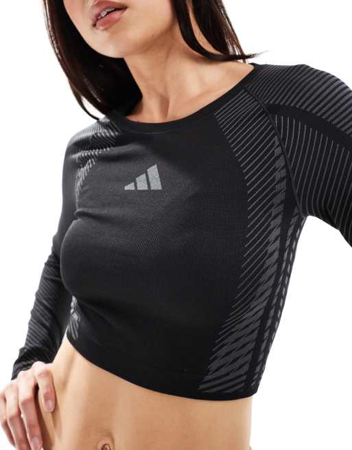 adidas Training seamless long sleeve top in black, 2 of 4