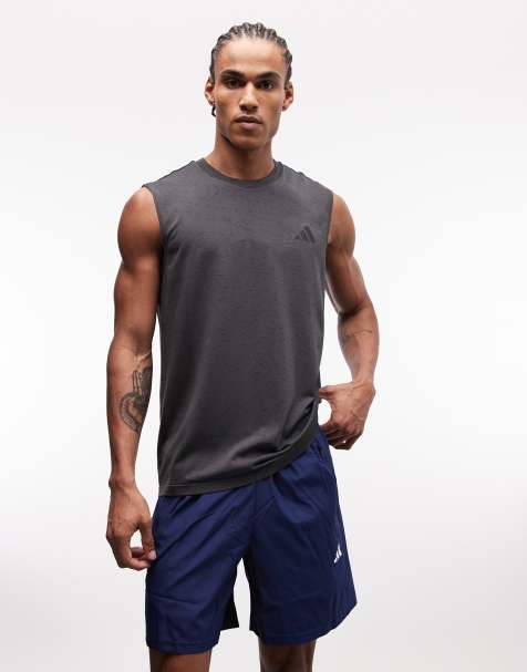 adidas Training seamless singlet top in dark grey - view 1
