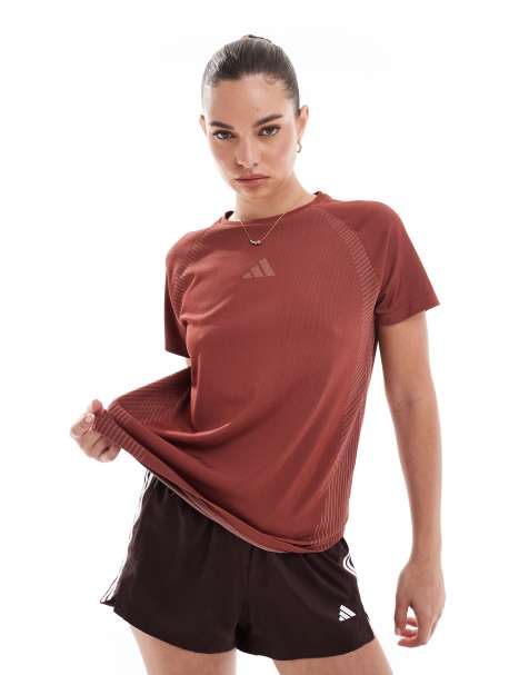 adidas Training seamless t-shirt in burgundy - view 1