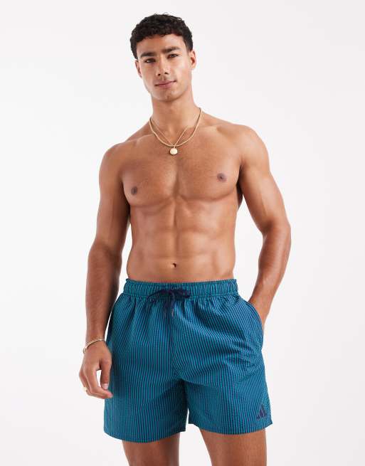adidas Training – Seersucker-Badeshorts in Blau und Petrol, 5 von 5