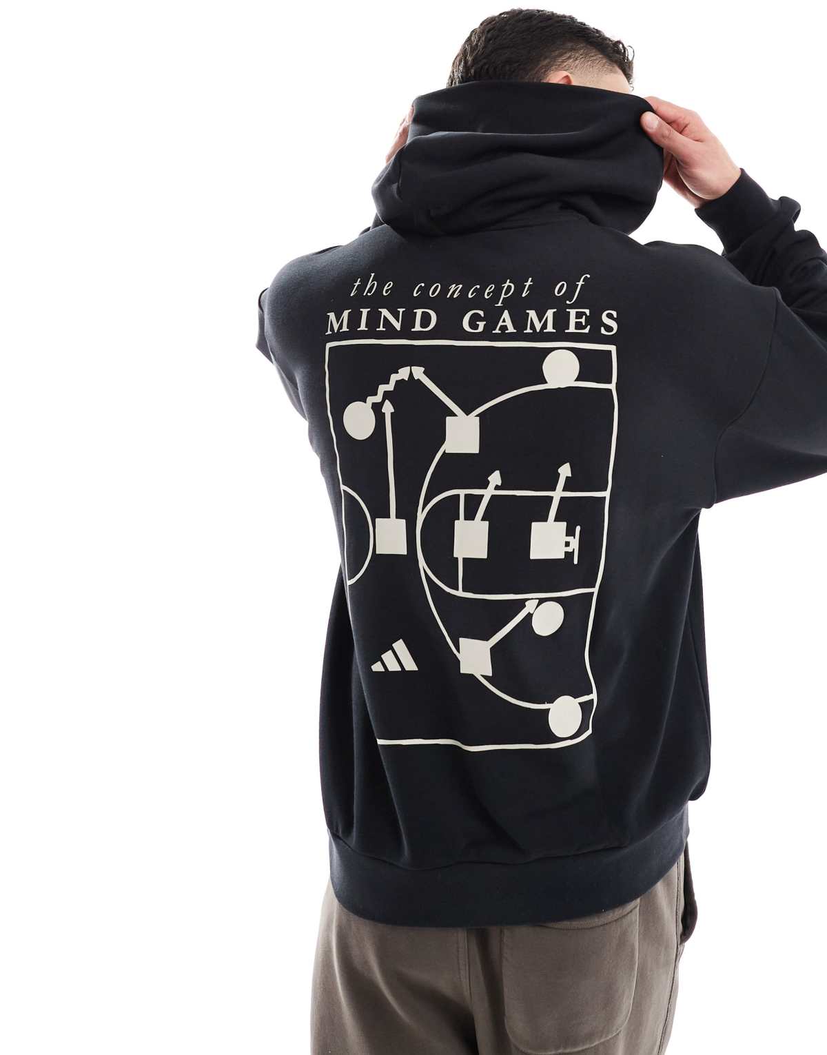 adidas Training Select foundation fleece hoodie in black / wonder alumina