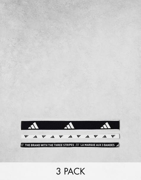 adidas - Training - Set van 3 elastische haarbanden in zwart-wit - view 1